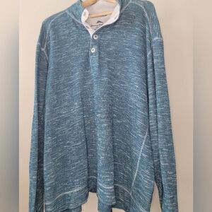 Tommy Bahama Men's Cotton Bayview Sweater Heathered Teal Size XXL